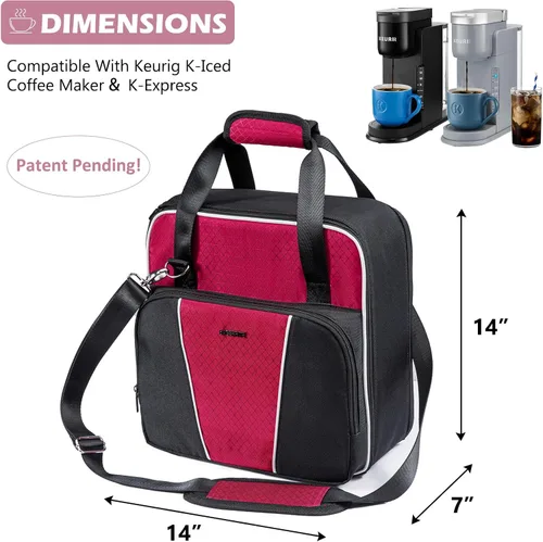Miniatura 2 de BAGSPRITE Bolsa de viaje para cafetera Keurig K-Express y K-Iced con múltiples bolsillos, correa para el hombro y asa superior, compatible
