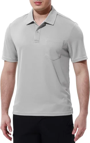 Miniatura 4 de TBMPOY Polo para hombre con bolsillo, manga corta, secado rápido, informal, para deportes al aire libre