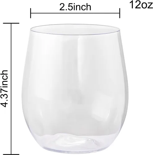 Miniatura 2 de SUT Copas de vino desechables sin tallo, copas de vino irrompibles de 12 onzas, inastillables, reciclables, copas de vino de plástico resistentes