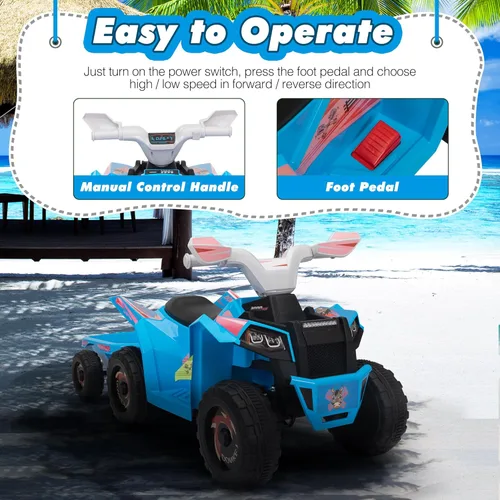 Miniatura 3 de Vehículo eléctrico cuatrimoto para niños con función adelante y atrás, tractor de 6V con remolque trasero, vehículo de 4 ruedas para niños de 1.5 a