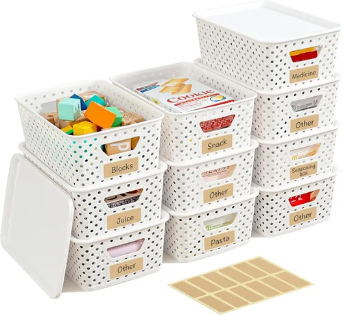 Miniatura 8 de Homaigie Paquete de 10 contenedores de plástico con tapas, color negro