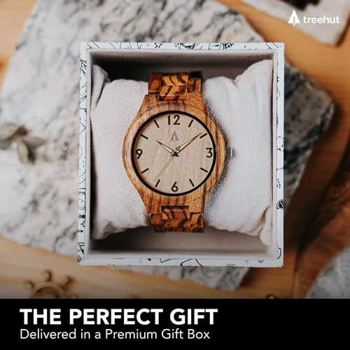 Miniatura 3 de treehut Wooden Watch for Men with Adjustable Band and Stainless Steel Clasp Japanese Quartz Analog Watch with Gift Box Wrist Wood Watch Made from