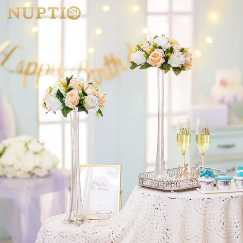 Miniatura 97 de NUPTIO Centros de mesa de flores para mesas de boda: arreglo de bolas de flores artificiales rosa y blanco para bodas, fiestas, 2 piezas de rosas