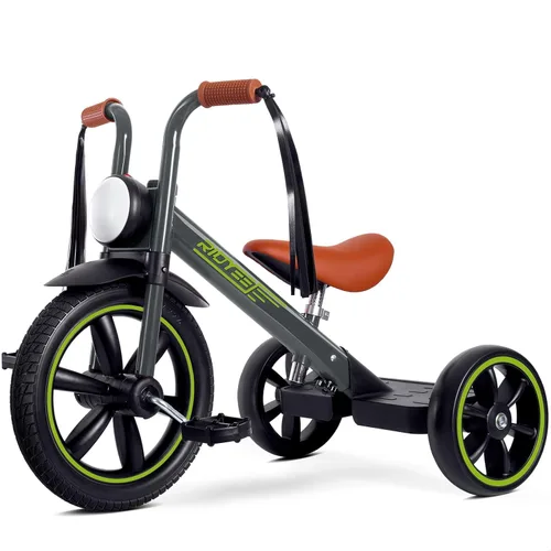 RIDYEE Triciclo para niños de 2 a 5 años, triciclo para 3 años con luz delantera, rueda delantera de goma, manillar suave con serpentinas, asiento