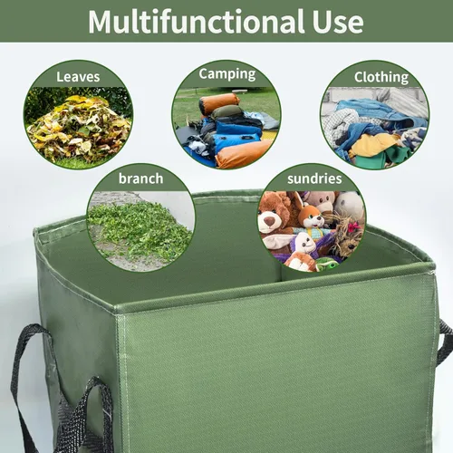 Miniatura 8 de Paquete de 2 bolsas de basura reutilizables de 66 galones, bolsa plegable de alta resistencia para hojas de jardín, bolsas de basura, contenedor