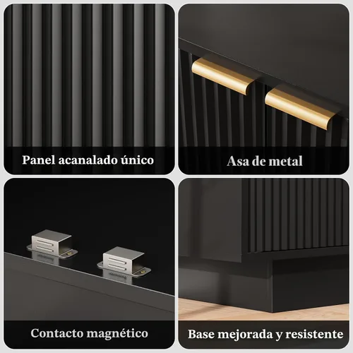 Miniatura 8 de Aparador grande de 63 pulgadas, armario de almacenamiento moderno con estante ajustable, mesa de consola de bar de vinos con 4 puertas para comedor