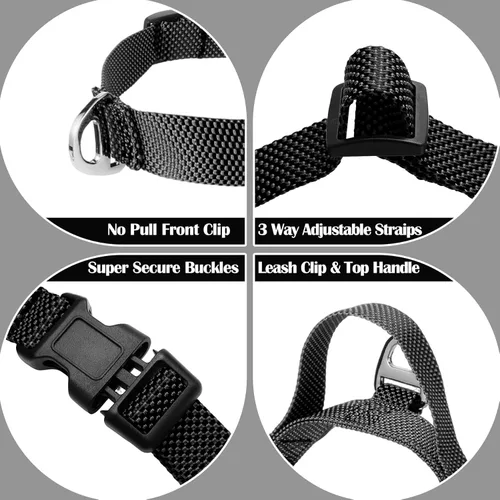 Miniatura 4 de Annchwool Arnés para perro sin tirones con clip frontal y asa de fácil control, arnés ajustable para el vientre y el pecho y correa para perros