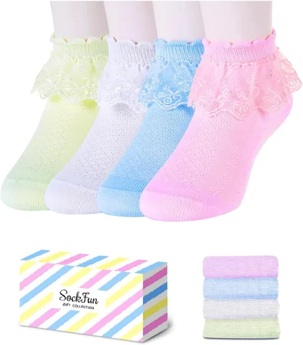 Miniatura 22 de sockfun Calcetines con volantes para bebé, calcetines de encaje con volantes para niños pequeños y niñas