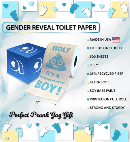 Miniatura 3 de Printed TP Holy It's a Boy! Regalo de papel higiénico impreso para revelación de género, divertido rollo para niños, regalos de fiesta de baby