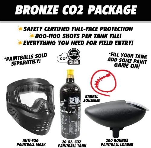 Miniatura 2 de Maddog JT Stealth Paintball Gun Marker and Accessory Starter Packages [CO2] Marker, 20oz CO2 Tank, Mask, Hopper, Pods, Harness & Protective Gear