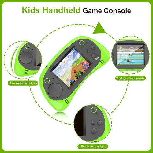 Miniatura 3 de Juegos de mano para niños, videojuego retro de 16 bits con 220 juegos electrónicos HD, juego de viaje portátil IPS de 2.5 pulgadas, regalos