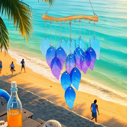 Miniatura 8 de Campanillas de viento de pez de cristal marino para exteriores, campanillas de viento únicas para exteriores, patio, playa, decoración de jardín