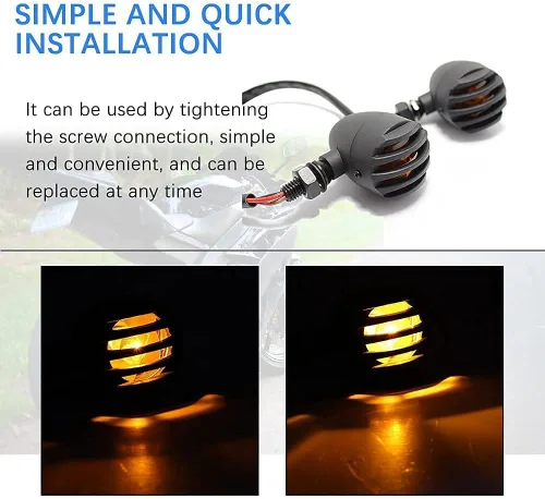 Miniatura 3 de DREAMIZER Señales de giro universales para motocicleta, luz indicadora de conducción negra, lámpara de freno para motos de motor y ATV - luz ámbar