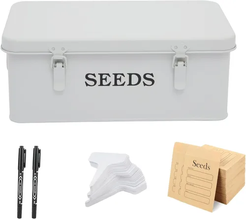 Miniatura 8 de Caja de almacenamiento de semillas, contenedor de semillas de metal, organizador de almacenamiento de semillas con tapa, caja de almacenamiento