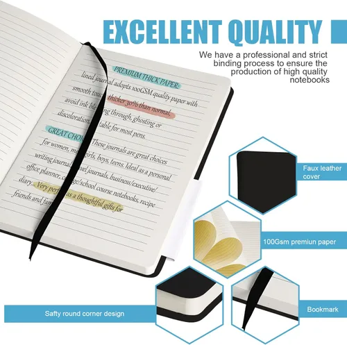 Miniatura 3 de Cuaderno rayado con tapa dura para hombres y mujeres – Cuadernos para escribir, trabajo, escuela, hogar y notas diarias, 160 páginas – Tamaño A5