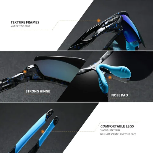 Miniatura 3 de Bevi Lentes de sol deportivos polarizados TR90, marco duradero y ultraligero para hombres y mujeres, béisbol, correr, ciclismo, golf Amarillo Azul