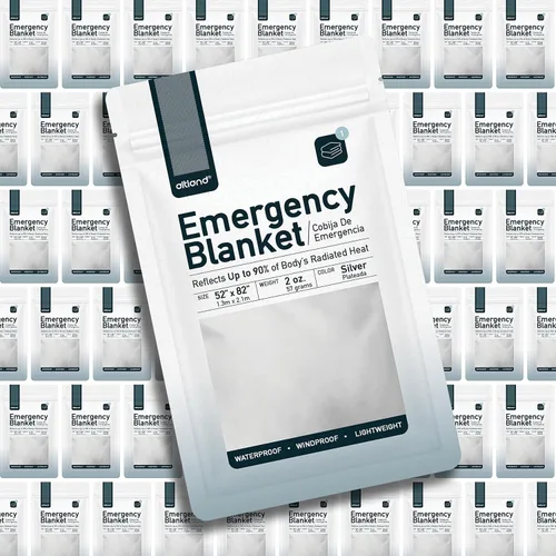 Miniatura 6 de Altland Paquete de 25 mantas de emergencia, mantas reflectantes de calor a granel para kits de supervivencia en invierno, preparación
