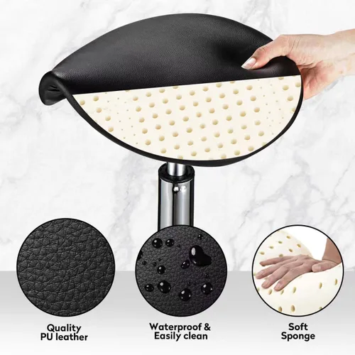 Miniatura 6 de Silla de montar con ruedas de cuero PU silla giratoria ajustable altura silla negro