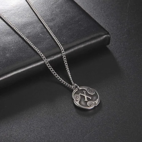 Miniatura 4 de TEAMER Collar con colgante de amuleto de acero inoxidable de 24 runas de los vikingos nórdicos, joyería con símbolo de la suerte y la bendición