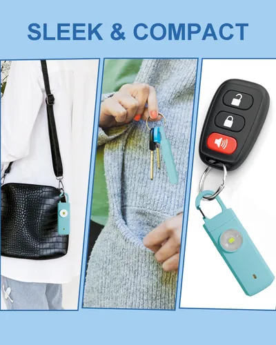 Miniatura 7 de Alarma de seguridad personal recargable para mujeres, sonido de sirena fuerte, luz LED estroboscópica SOS, carga USB, llavero de alarma personal Agua
