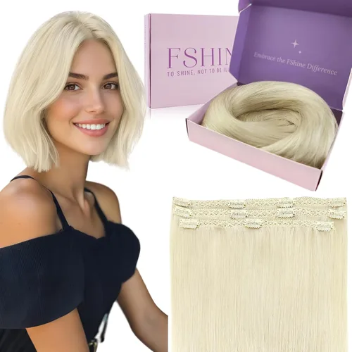 Miniatura 45 de Fshine Extensiones de cabello con broches, 22 pulgadas, 7 unidades, color marrón oscuro, doble trama, extensiones de cabello humano real con clip
