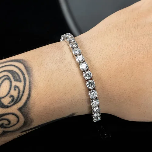 Miniatura 12 de AnuClub 11.1CT-32CT Moissanite Tennis Bracelet 925 Sterling Silver Round Cut 4MM/6.5MM D Color VVS1 Moissanites Classic Bracelets for Women Men