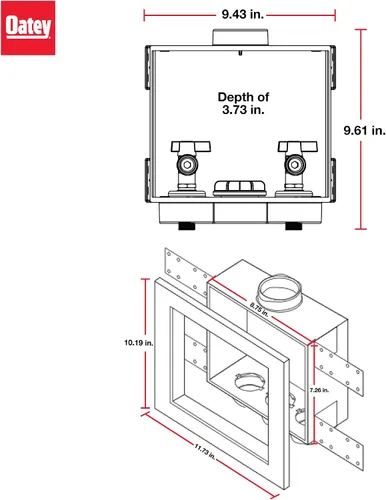 Miniatura 3 de Oatey 38542 Quadtro Caja de salida para lavadora F1807 PEX Pieza de cola, giro de 1/4 pulgadas con martillo de agua, cubo de 2 pulgadas, latón