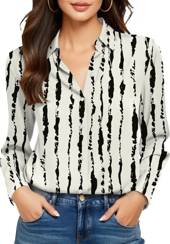 Miniatura 7 de Camisas sin planchado y sin arrugas para mujer, con botones, de manga larga, de seda de morera, blusas casuales para el trabajo