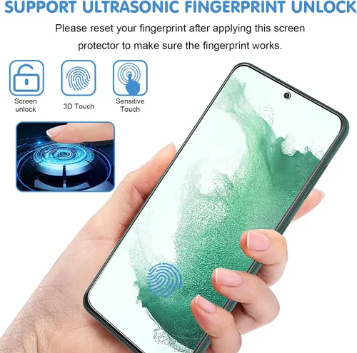 Miniatura 4 de [Paquete de 3+3] Protector de pantalla de vidrio para Samsung Galaxy S22 Plus 5G, vidrio templado 9H, compatible con huellas dactilares