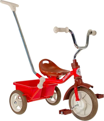 Italtrike Triciclo de pasajero con asa de empuje y cesta para niños pequeños y niños, ingeniería superior, fuerte y duradero, fácil de montar,