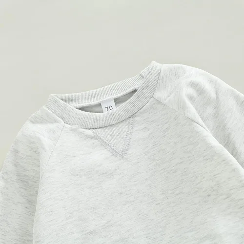 Miniatura 45 de Conjunto de 2 piezas de sudadera de manga larga con cuello redondo y pantalones casuales para bebés y niños pequeños