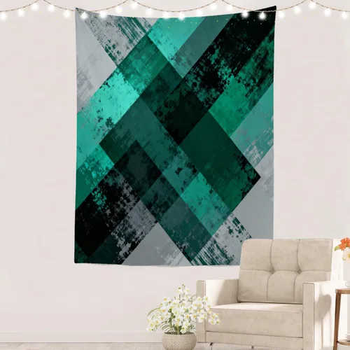 Miniatura 68 de Batmerry Tapiz azul y blanco, tapiz abstracto de pintura azul, negro, gris y blanco, para sala de estar, dormitorio, pared, decorativo, 51.2 x 59.1