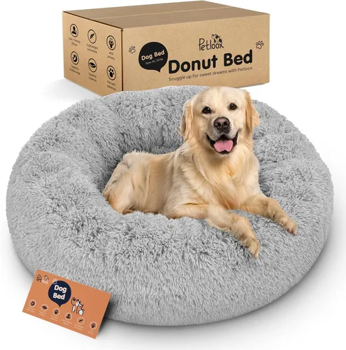 Miniatura 14 de Cama para perros con forma de dona, comodidad prémium para aliviar la ansiedad, diseño esponjoso y calmante con soporte ultra afelpado, acogedora