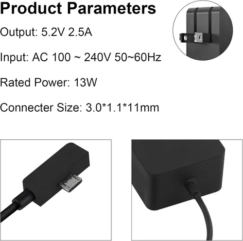 Miniatura 3 de Cargador Surface 3 13W 5.2V 2.5A Adaptador de Corriente CA Cargador de Cable de Reemplazo para Microsoft Surface 3, Modelo 1623 1624 1645 Tablet