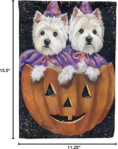 Miniatura 7 de Caroline's Treasures PPP3205GF Bandera de jardín de calabaza de Halloween Westie Ride Bandera de buzón Bandera decorativa de patio Arte exterior