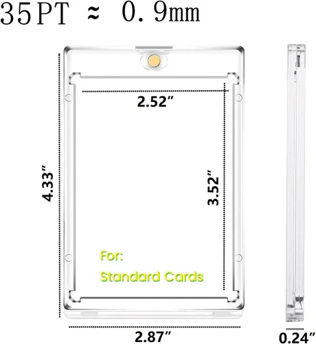 Miniatura 2 de Portatarjetas magnético de 24 quilates, protectores de tarjetas de plástico duro de 35 puntos, cargadores superiores para MTG, YUGIOH, tarjetas