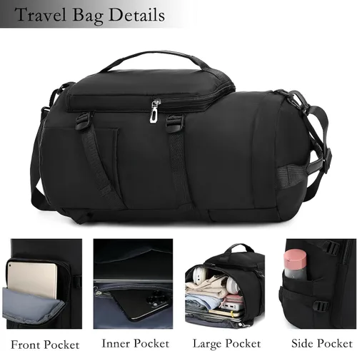 Miniatura 6 de Bolsa de gimnasio para mujer, mochila de lona impermeable, bolsa deportiva con compartimento para zapatos, mochila de mano para viajes, yoga