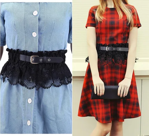 Miniatura 3 de Ayliss Cinturón ancho elástico de encaje de cintura ancha elástica para mujer, cinturón de vestir de moda con cincha elástica, cinturón retro