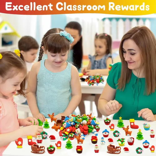 Miniatura 4 de LanMa 30 piezas de borradores de Navidad para niños, rompecabezas de animales, borrador de escritorio, mascotas, recompensas de aula, recuerdos