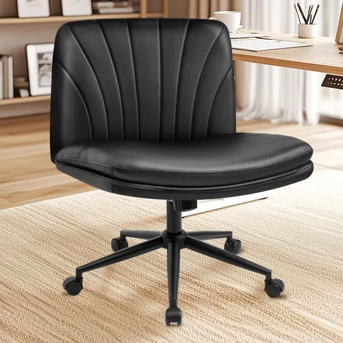Miniatura 8 de NEO Chair Silla Criss Cross con Ruedas Sin Brazos Silla de Oficina de Escritorio con Patas Cruzadas Amplia y Cómoda Silla de Tocador de Maquillaje