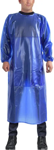 SUJAN Traje Antisalpicaduras Delantal Impermeable Resistente a Químicos, Mono de PVC de Manga Larga Azul real