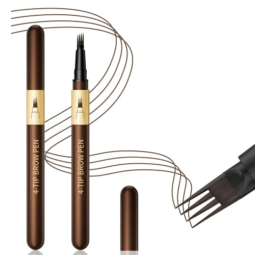 Miniatura 10 de 2 bolígrafos de cejas líquido Microblading de 4 puntas, crea trazos naturales similares al cabello, resistente al agua, de larga duración, a prueba