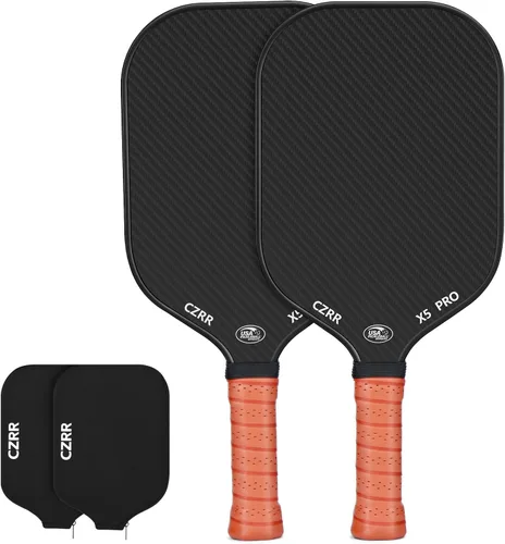 Miniatura 7 de Pala de pickleball, aprobada por USA Pickleball, superficie de fibra de carbono 3K cruda (CFS) de alta grano y giro, con núcleo de panal