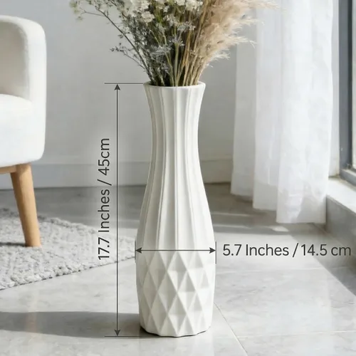 Miniatura 3 de Jarrón grande de cerámica de 17.7 pulgadas de alto, floreros altos de flores blancas modernas para oficina, hogar, granja, decoración de sala