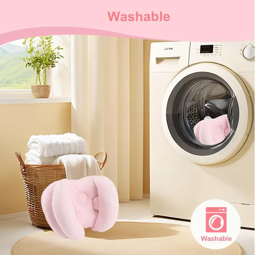 Miniatura 7 de KAKIBLIN Almohada de cabeza para bebé, almohada de cuello de plátano 2 en 1 para bebé, almohadas de cuello para bebés para la silla de paseo, Rosa