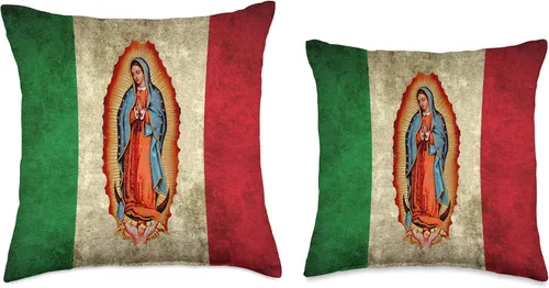Miniatura 3 de Virgin Mary Accessories Co Nuestra Señora Virgen De Guadalupe - Almohada con bandera mexicana, 16.0 x 16.0 in, multicolor