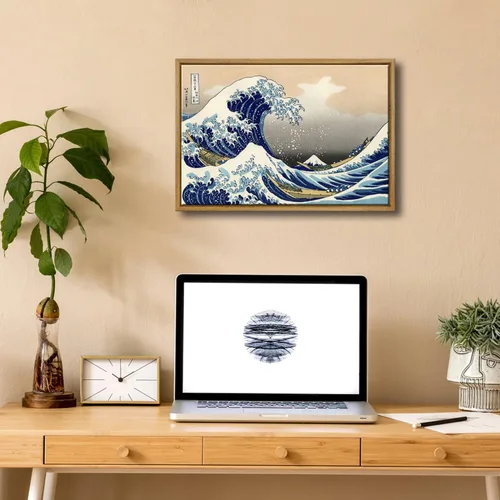 Miniatura 4 de Wieco Art – Arte enmarcado La Gran Ola de Kanagawa de Katsushika Hokusai; impresiones Giclée en lienzo, arte de pared, pinturas abstractas