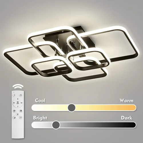 Miniatura 2 de Lámpara de techo LED moderna regulable de 99 W, lámparas de techo circulares de 6 anillos con control remoto, lámparas de montaje semiempotrado de 3
