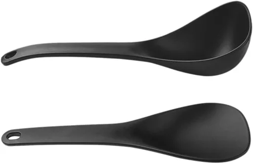 DOITOOL Juego de paletas de arroz antiadherentes y cucharas de sopa hechas de material de polipropileno. Utensilios grandes para servir con asas