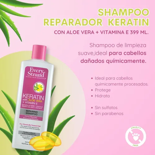 Miniatura 6 de Every Strand Champú reparador de queratina, 13.5 onzas líquidas, 13.5 onzas